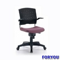 ForU45 사원용 회전의자 플러키 팔유 사출 쿠션 사출발 등받이의자 공부의자 바퀴의자, 블랙 블랙