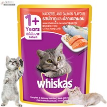 위스카스 파우치 고양이 주식 습식사료 참치 고등어 연어 닭고기 낱개 13종, 1개, 고등어와 연어 (80g)