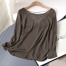 쿨 9부 니트 여성 여름 라운드 스트라이프 티셔츠