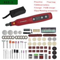 9인치 3인치 7인치 탁상 에어 전기 그라인더 그라인드 무선 dremel 5 연삭기, 레드-1-172pcs