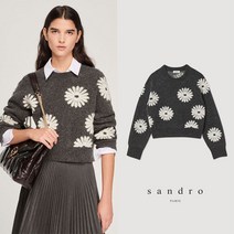 SANDRO 산드로 회색 플로럴 니트 스웨터