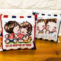 더스티치 십자수패키지 주차쿠션 DIY만들기세트 실포함, 스트라이프주차-검정