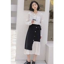 쉬폰 레이어드 플리츠 롱스커트 랩스커트 주름치마