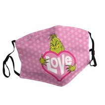 The Grinch Love 성인용 인쇄 마스크 일본 만화 영화 방진 빨 조절 가능