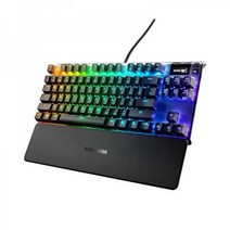스틸시리즈 Apex 7 TKL 소형 기계식 게임용 키보드 – OLED 스마트 디스플레이 USB 패스스루 및 미디어 제어 선형 저소음 RGB 백라이트(빨간색 스위치), Red – Linear Quiet