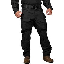 EMERSONGEAR Gen3 페인트볼 바지 무릎 패드 포함 밀리터리 컴뱃 육군 에어소프트 BDU 팬츠 셔츠 레인저 그린 484861, Black_Large