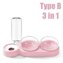 고양이자동급식기 반려동물 사료 배식기 강아지 밥그릇 애완 동물 고양이 그릇 자동 공급기 3in 1 개 먹이, 02 pink