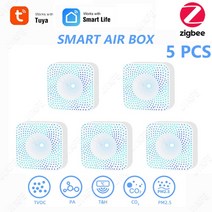 TuyaZigbee 스마트 공기 품질 모니터 CO2 센서 미터 VOC HCHO PM2.5 가스 측정기 자동화 알람 온도 습도, 09 5 피스S