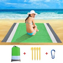 가성비 200x210CM 비치 매트 방수 담요 휴대용 피크닉 캠핑 지상 타월 카펫 러그, [02] 200X210CM, [10] C-Green