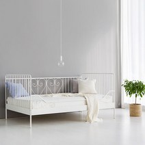 마켓비 MELDAL 데이베드 싱글 침대 철제프레임 S 매트리스, 매트블랙