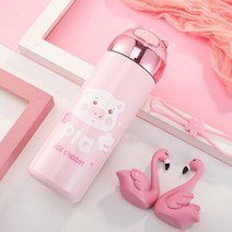 대용량 보온병 테이블팟 보온 보냉 도시락 주전자 마호병 에어포트 가방 boxi 귀여운 스테인레스 스틸 열 병 여자 휴대용, 돼지 330ml