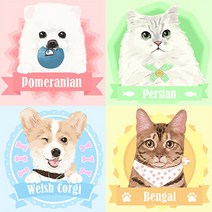 반려동물 캔버스 페인팅 강아지 고양이 DIY 그리기 세트 그림 액자 키트 집콕 취미, 해피 요크셔테리어