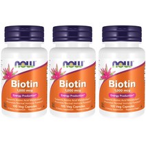 나우푸드 비오틴 1000mcg 에너지 프로덕션 베지 캡슐, 100정, 3개