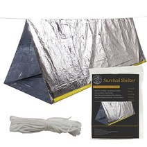 응급 생존 대피소 텐트 149.9 x 249.9cm(59 98인치) 방수 2인용 마일라 보온 쉘터 하이킹 캠핑용 (그린), Silver
