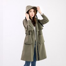 앙스블랑 빅 후드 트렌치 코트 벨티드 여성 사파리 야상 점퍼 003
