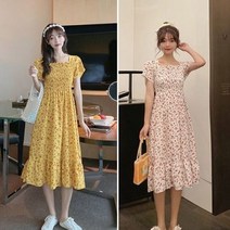 여름 플라워치마 샤랄라 원피스 허리주름 스모크밴딩