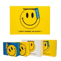 스마일 종이 쇼핑백 중 옐로우, 5개