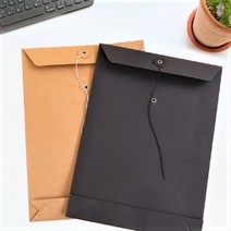 크래프트 봉투 A4 대봉투 단추 서류봉투 세로 검정1P 두꺼운 크라프트 종이 봉투