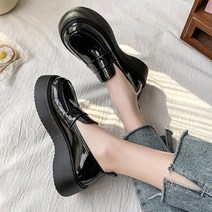 제스퍼 블랙 통굽 로퍼 구두 캐주얼 데일리 신발 가보시 플랫폼 빈티지 미들힐 무광 에나멜 심플 둥근코 단화 키높이 슈즈 5cm 230 235 240 245 250mm