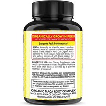 미국직구 자연유래 마카 뿌리 파우더 캡슐 1500mg 150 비건 알약 블랙 + 레드 + 옐로우 페루 마카 뿌리 추출물 & 무드 보충제 + 블랙 페퍼, 수량, 상세참조