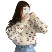 데이홀릭 상콤체리 단추 니트가디건