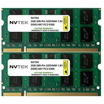 NVTEK 4GB (2x2GB) DDR2 667 PC2 5300 SODIMM 노트북 RAM 메모리 업그레이드
