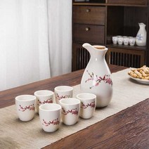 사케 세트 사케잔 히노끼 원목컵 이자카야 사케데우기, 캣티 1팩 - 복숭아꽃(1포트 6컵)