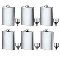 6 Pcs 8 oz Hip Stainless Flask by YWQ Easy Pour Funnel is Included Great Gift null, 1, 1-7