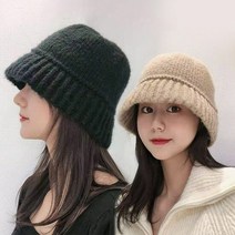 밑단니트 벙거지모자 여성버킷햇