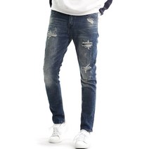 진스베이직 테이퍼드 덧댐 디스트로이드진 남성청바지 MC3470