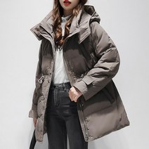 [오버나인] 여성 하이넥 후드 자켓 루즈핏 패딩 점퍼
