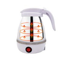 온도조절 분유포트 GIEMZA접이식 주전자 차 전기 실리콘 피크닉 냄비 700ml 1 개 여행 개폐식 커피 우유 분말, [04] UK plug knob white