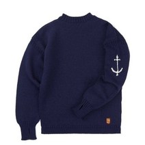 국내 정품 건지 울른스 Guernsey Woollens 피셔맨 홀가먼트 스웨터 - 네이비