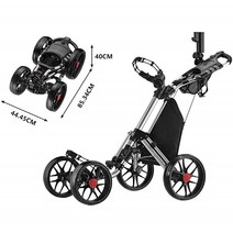 골프 캐디 카트 골프장카트 접이식 Caddytek 컴팩트 반자동 정품 경량 푸시카트, 실버