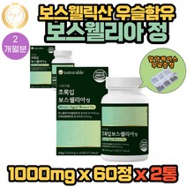 초록잎 관절 보스웰리아정 1000mg X 60정 2통 2개월분 인도 보스웰릭산 AKBA KBA 우슬 치커리 비타민미네랄 히알루론산 무릎 60대 70대 80대 부모님 은사님 처가집 명절 추천 선물