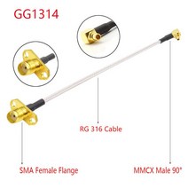 유니파잉1PC MMCX to SMA/RPSMA 암 플랜지 패널 마운트 RG316 Pigtail FPV 안테나 연장 코드 TBS Unify Pan, 03 MMCX M90 to SMA  F_07 50cm