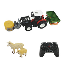 오프로드RC카 RC몬스터트럭 무선조종자동차 124 rc 농부 장난감 led 헤드 라이트와 트랙터 트레일러 세트 어린이를위한 2.4g 원격 제어 농업 시뮬레이터 아이 선물, 레드 쓰리 인 원