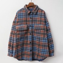 브이와이 여자 더블 체크 포켓 카라넥 남방 울 셔츠