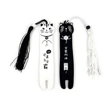 우드 고양이 책가름 끈 나무 책갈피 북마크, 색상, 화이트