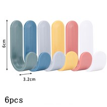 2Pcs/4 개/대 다기능 무료 펀칭 원활한 후크 화이트 일본 스타일 ABS 홈 부엌 욕실 문 후크에 대 한, 6pcs mix color