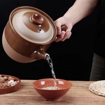 약탕기 한방 뚝배기 후라이팬 전골 끓는 약냄비 도기 요리냄비 고풍스러운 찌개냄비 한방냄비, [09] 흑리튬도자 약병(약 4L)은 센 불에서 끓이고