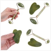 괄사마사지 도구 경락 구아샤 2개/대 릴랙스 Gua Sha 얼굴 롤러 마사지 중국 의학 천연 옥 보드 긁기 도구, 한개옵션0
