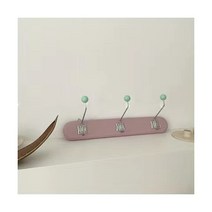 레트로 빈티지 스타일 크림 우드 컬러 벽 부착형 코트랙 옷걸이 6종, 1개, 핑크색