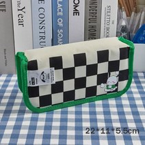 카와이 연필 케이스 여아용 Trousse Scolaire 연필 파우치 한국어 학교 용품 보관 가방 바둑판 연필 케이스 Estuche, Cool Black