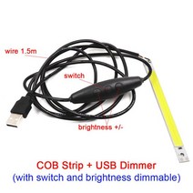자동차 전구 커스텀 120x10mm 소형 LED 전구 3V COB 조명 조광기 포함 AA 리튬 배터리 USB 흰색 빨간색 파, 03 Red, 01 COB USB Dimmer