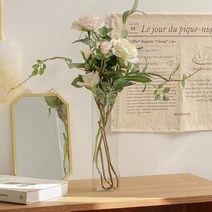 원통 일자 유리 화병 3size 인테리어 수경재배 꽃꽃이 긴 글라스 꽃병