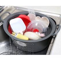 배수홀 싱크대 대야 손잡이 설거지통 7L 주방청소, 1개, 그레이