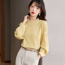 패스타임 여성 봄 가을 볼륨 링클 긴팔 블라우스 결혼식 하객 웨딩 소개팅