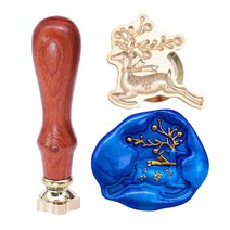 SWANGSA Christmas Elk Wax Seal Stamp Vintage Wood Removable Brass Head Sealing Great for Decorating