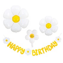 데이지 풍선 대/소/5잎 펠트데이지가랜드 세트 생일 파티용품 장식 꽃놀이 돌잔치 유치원, 상세페이지 참조